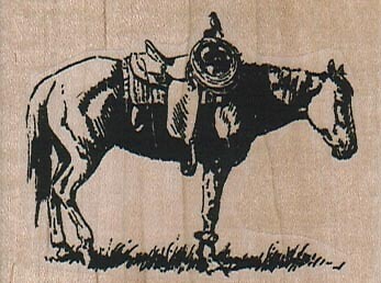 Saddled Horse 2 1/2 x 1 3/4" Rubber Stamp, Western Stamp, Horse Stamp