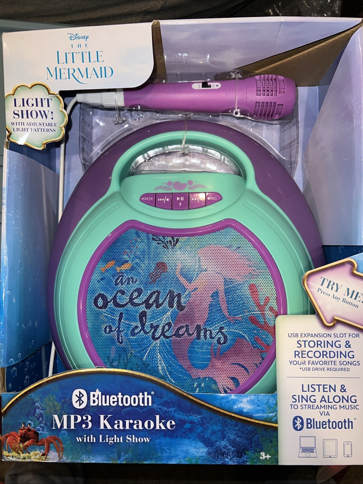 DisneyThe Little Mermaid Karaoke Microphone Bluetooth MP3 with Light Show
