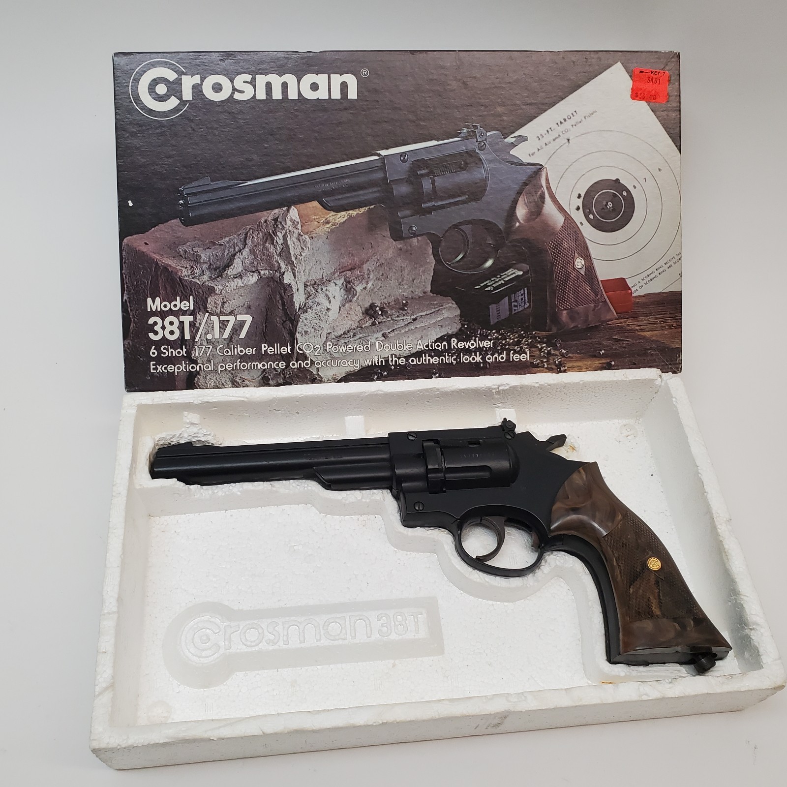 Vintage Crosman Model 38T .177 CO₂ Pellet Revolver with Box 6-Shot Double Action