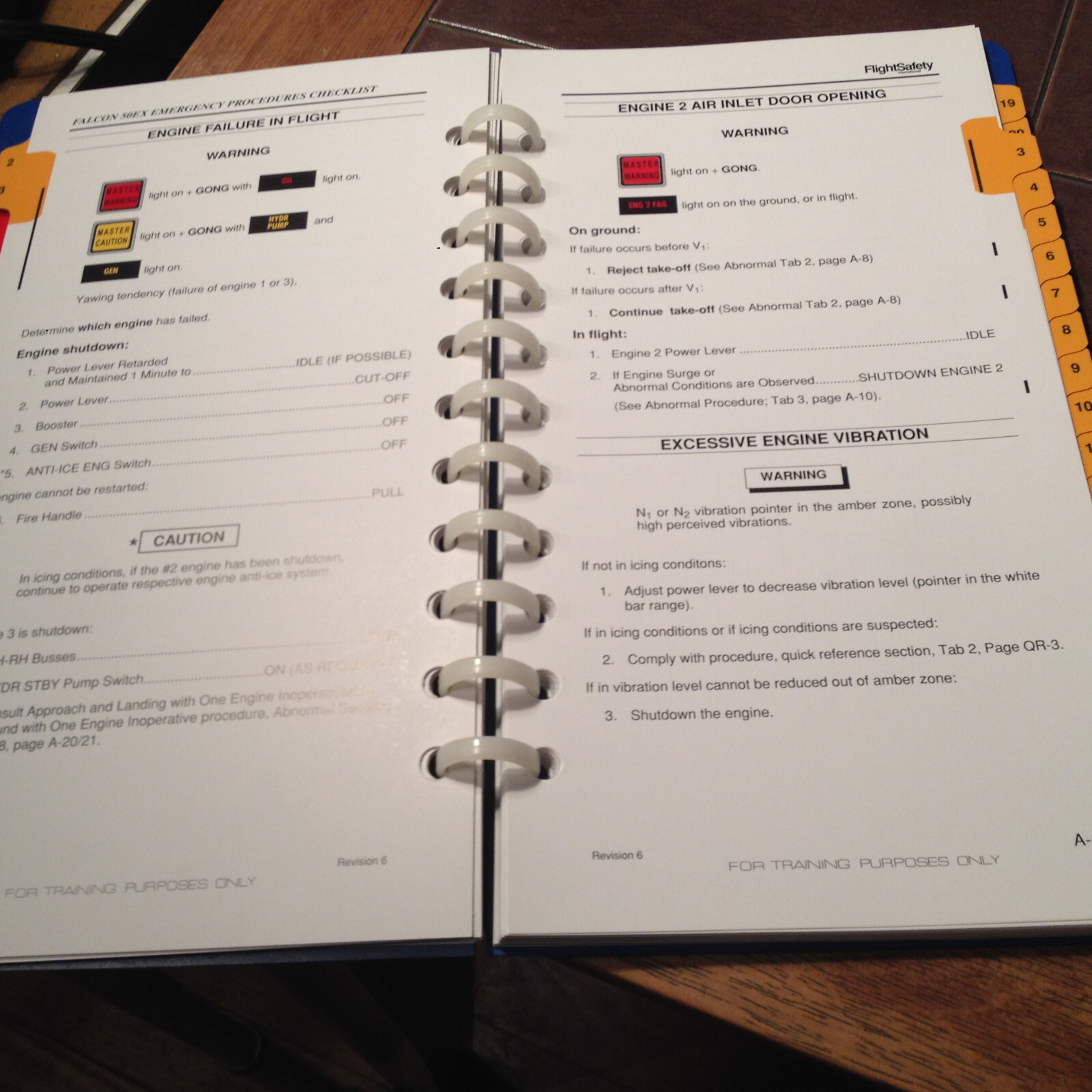 Falcon 50EX Emergency Abnormal Procedures Pilot Checklist