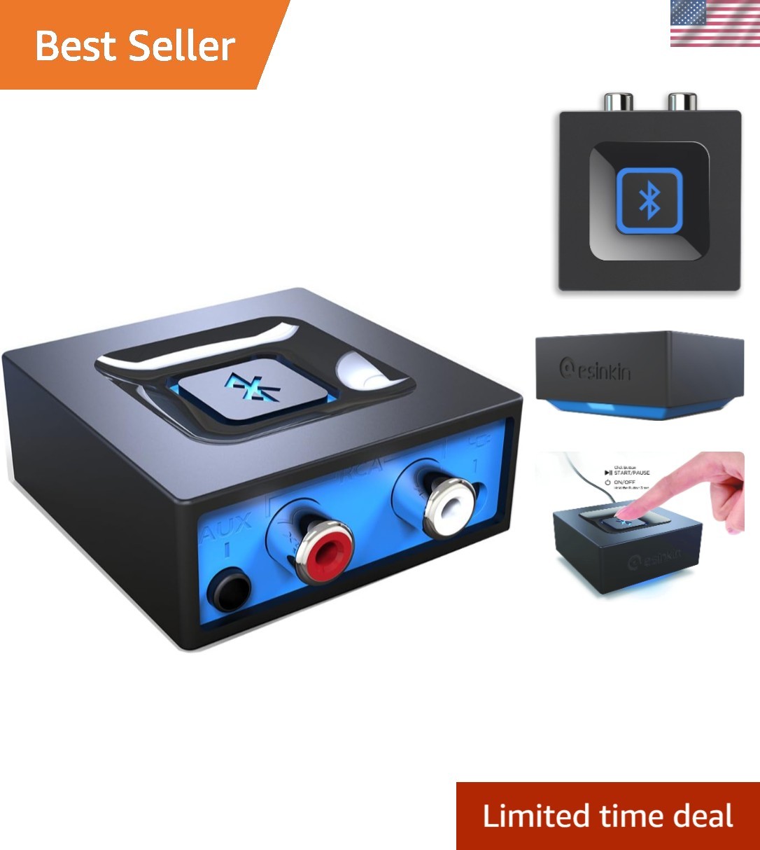 Automatic Reconnect Bluetooth Audio Receiver - Ideal for Home Sound Systems