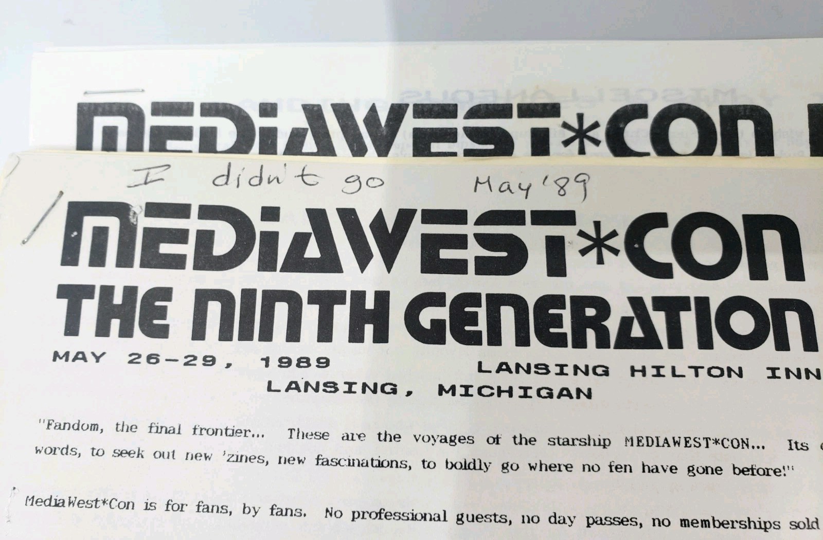 1989 MediaWest Con Program Book Star Trek Convention. Lansing MI. - READ!
