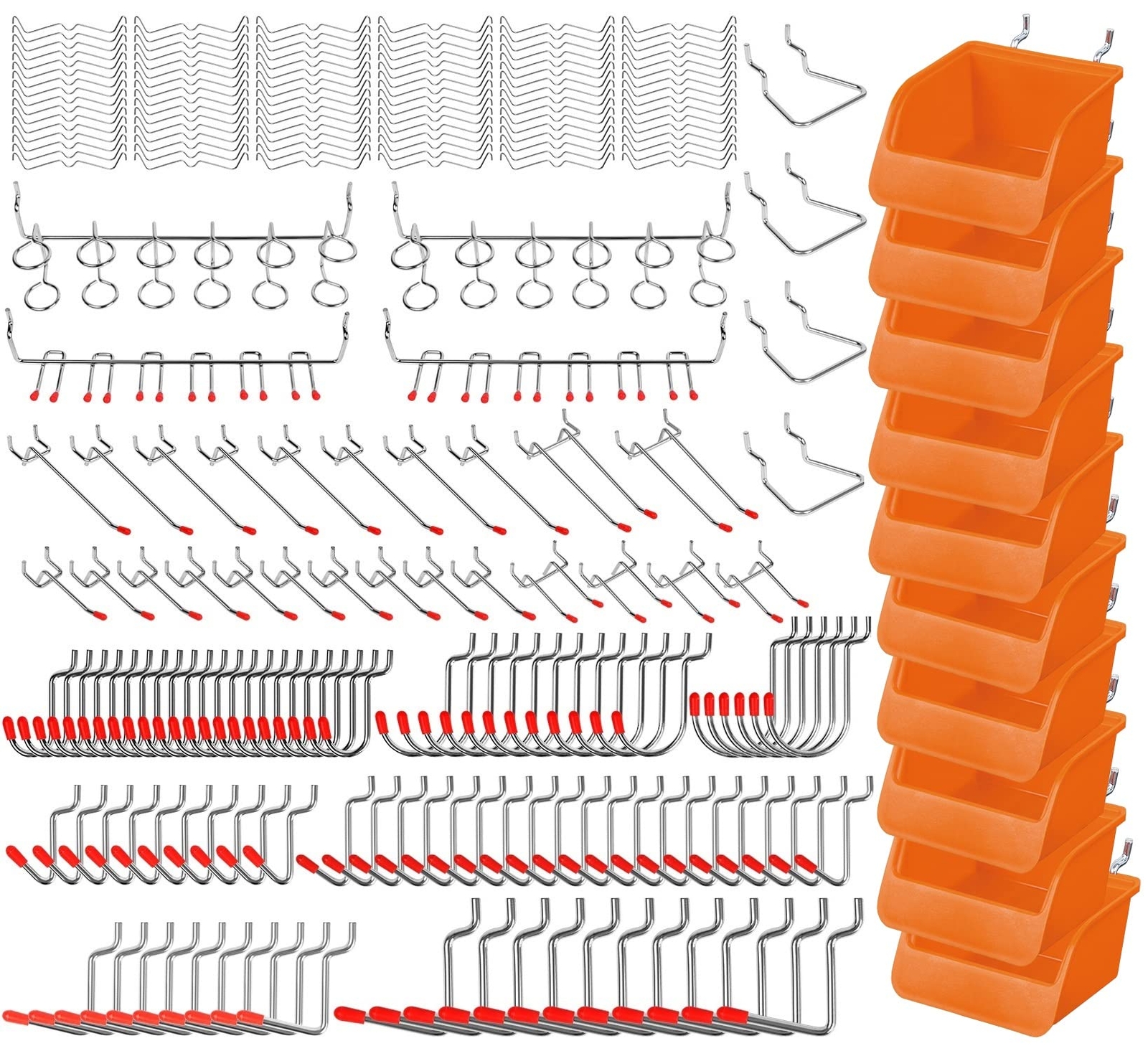 238-Piece Pegboard Hooks Assortment Pegboard Accessories with Pegboard Bins