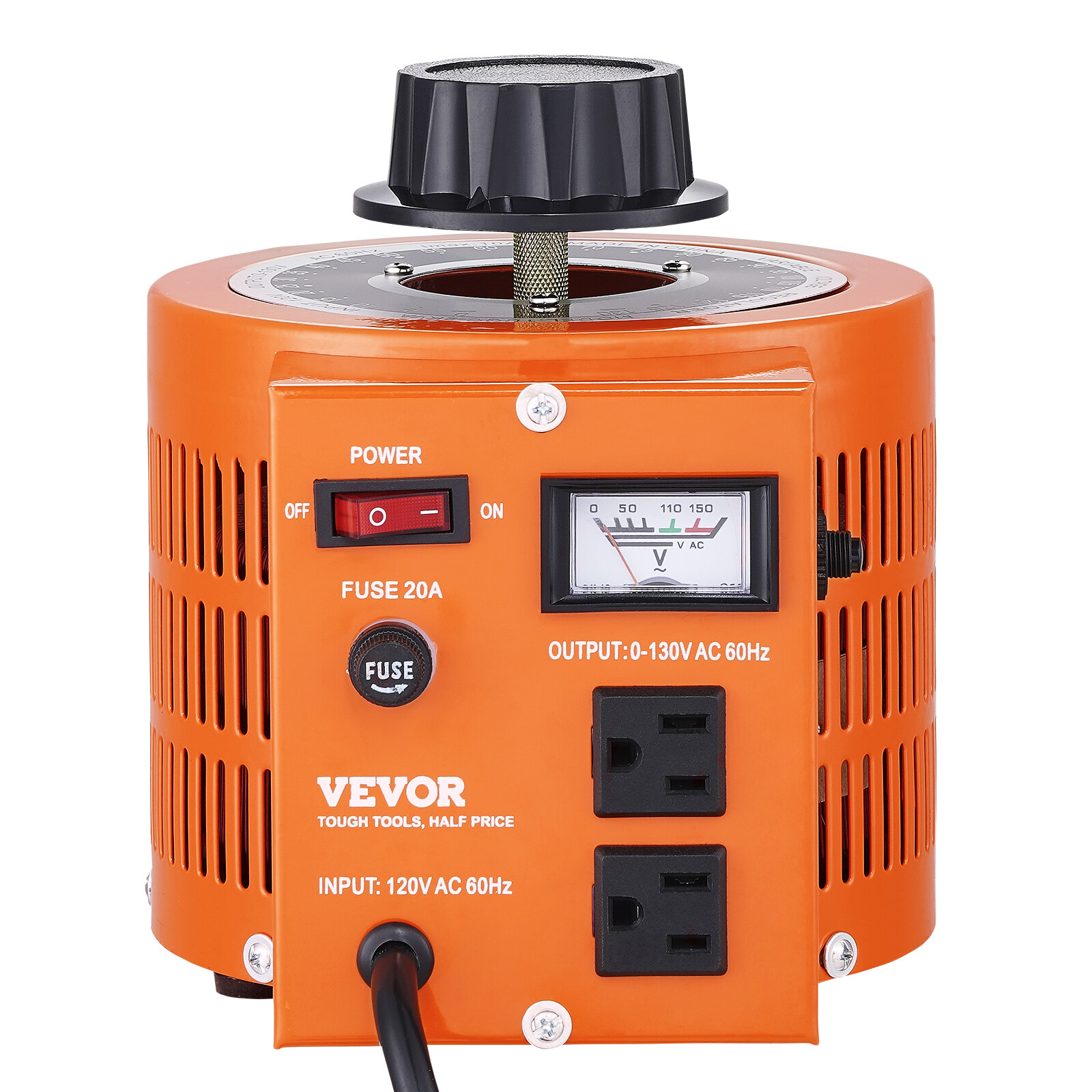 VEVOR 20Amp Variac Transformer Variable AC Voltage Regulator 2000VA 0-130V