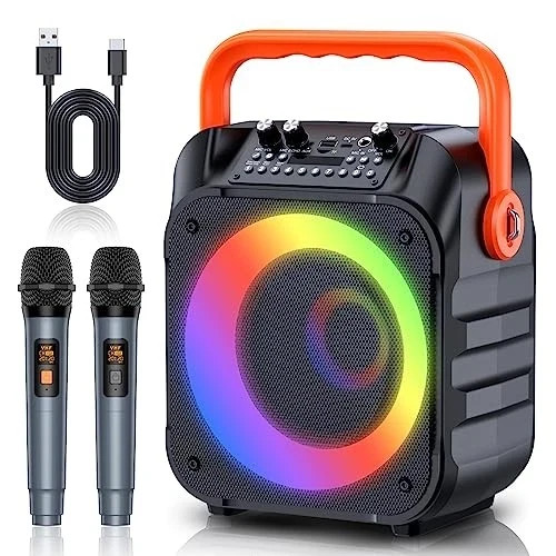 MOYLEAF Karaoke Machine with Wireless Microphones HHCC-A9 - Black/Orange