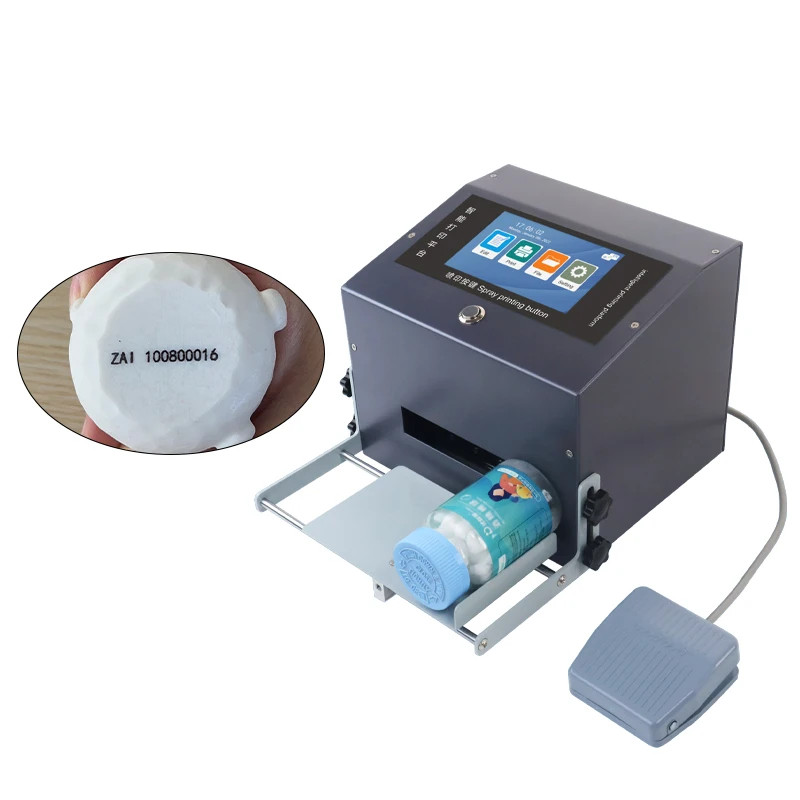 Desktop inkjet printer prints bottle QR code, batch number, production date