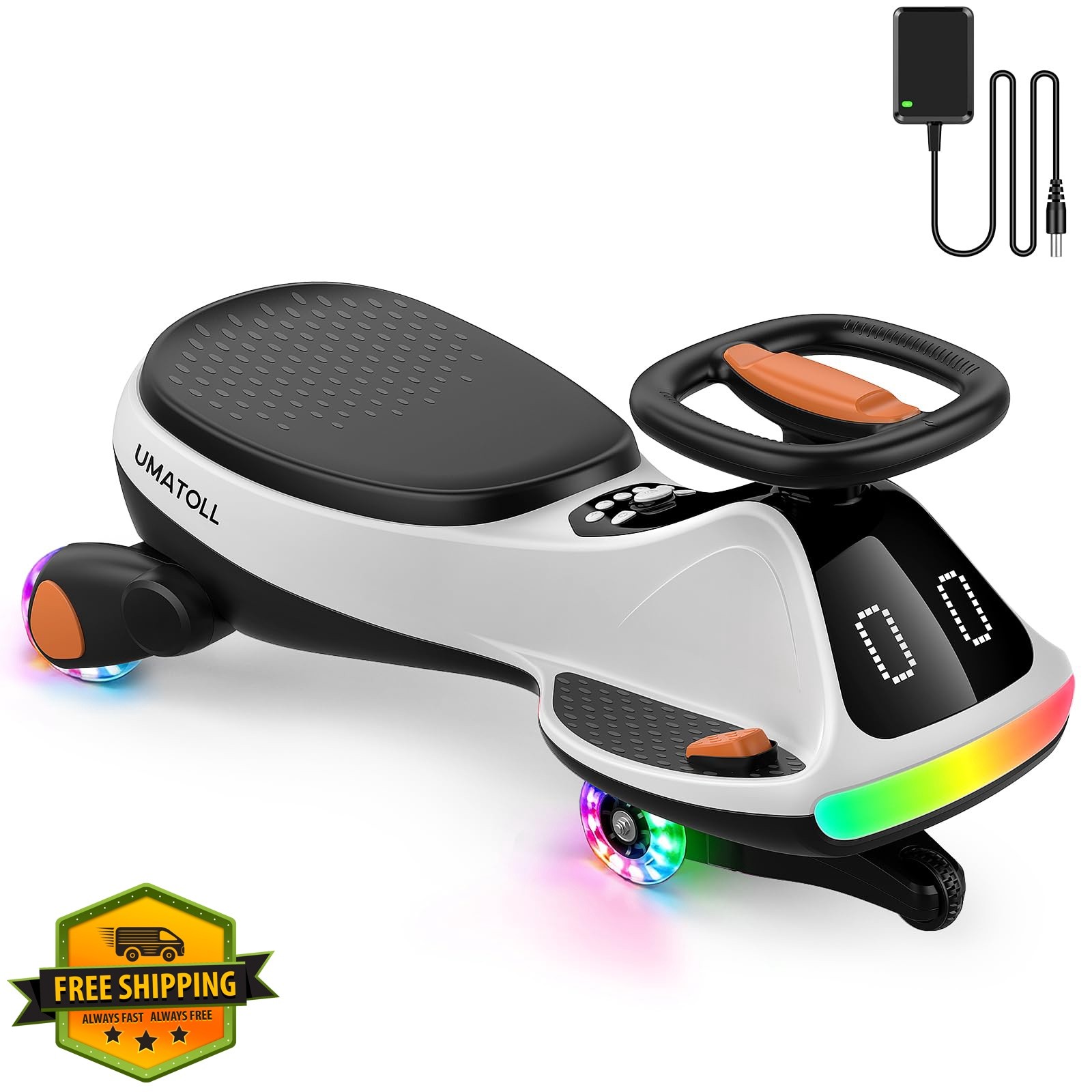 Umatoll 12V Wiggle Car Black White