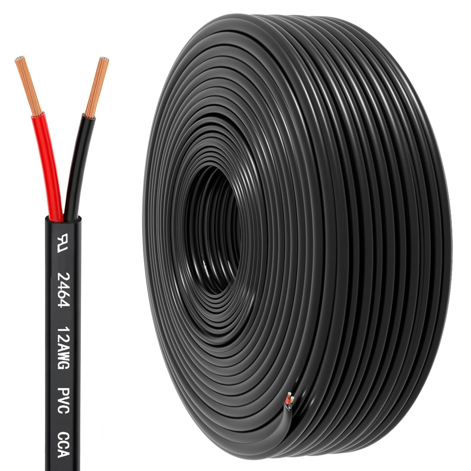 12 Gauge Wire 2 Conductor Electrical Wire, 12 AWG 3.3mm² PVC 50FT, 12AWG