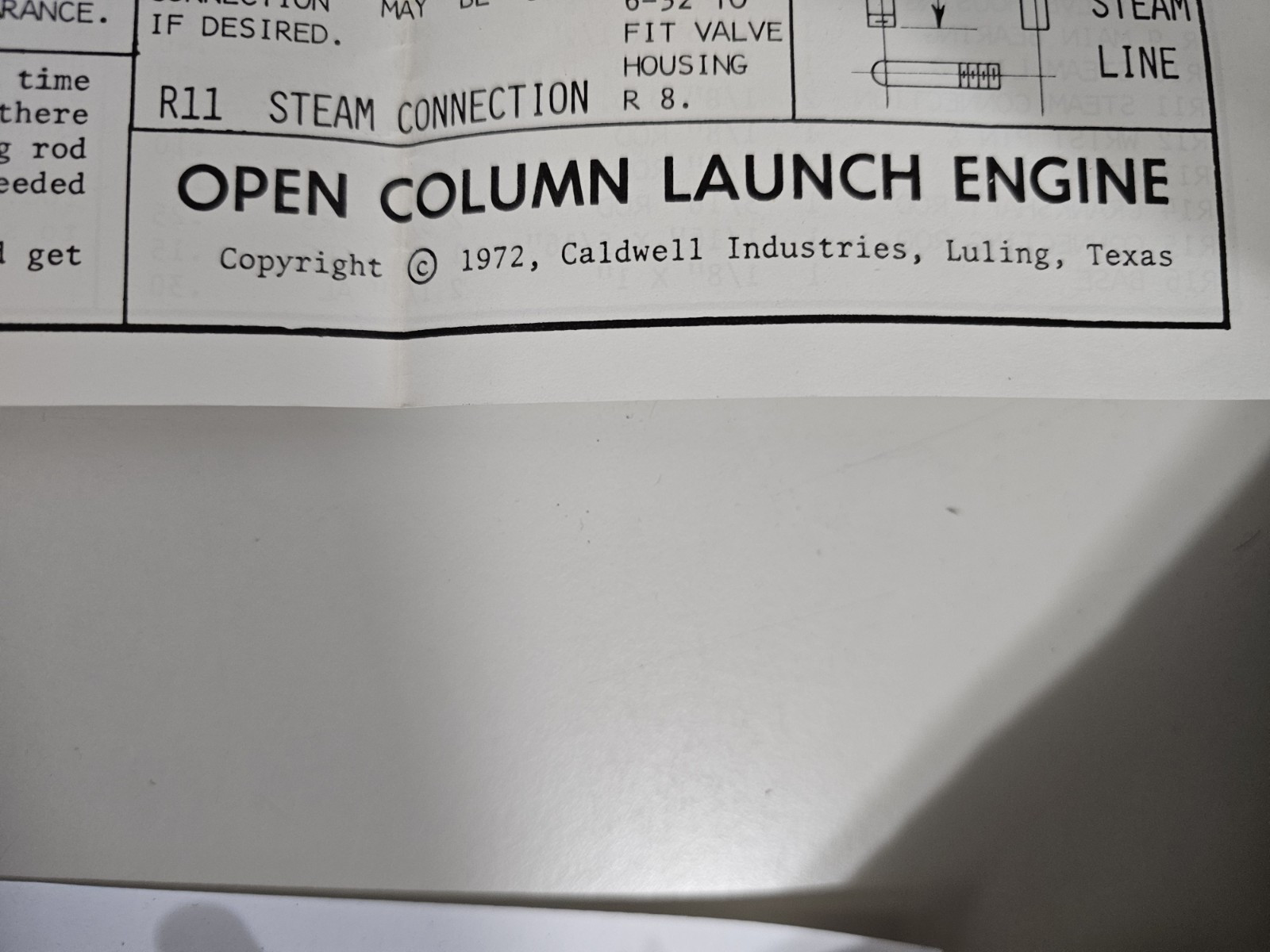 Caldwell Industires Open Column Launch Engine Kit and Plans Missing Brass Pipe