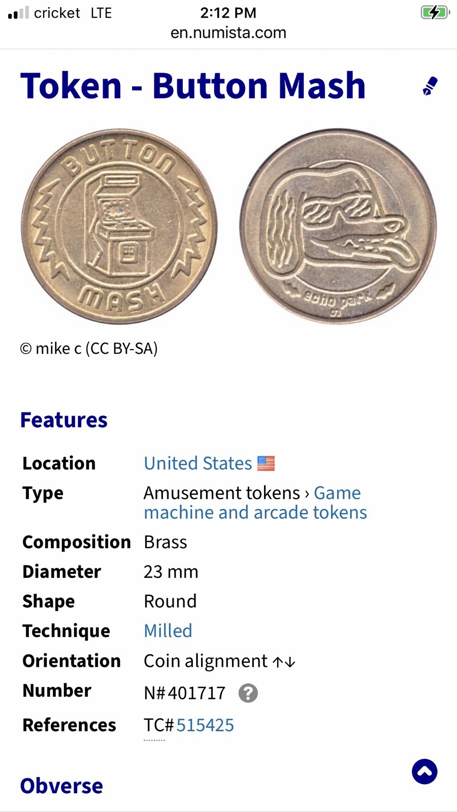 Arcade Token - Button Smash Game - Los Angeles, California
