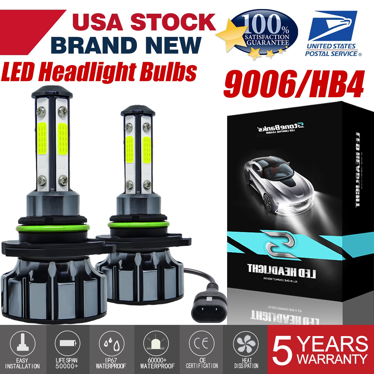 9006 HB4 LED Headlight Bulbs Low Beam 6000K For Mitsubishi Outlander 2007-2013