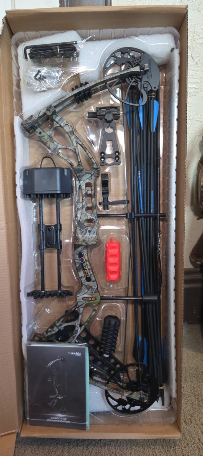 Sanlida Dragon X8 Compound Bow Package RH 30" 0-70lbs - BRAND NEW OPEN BOX