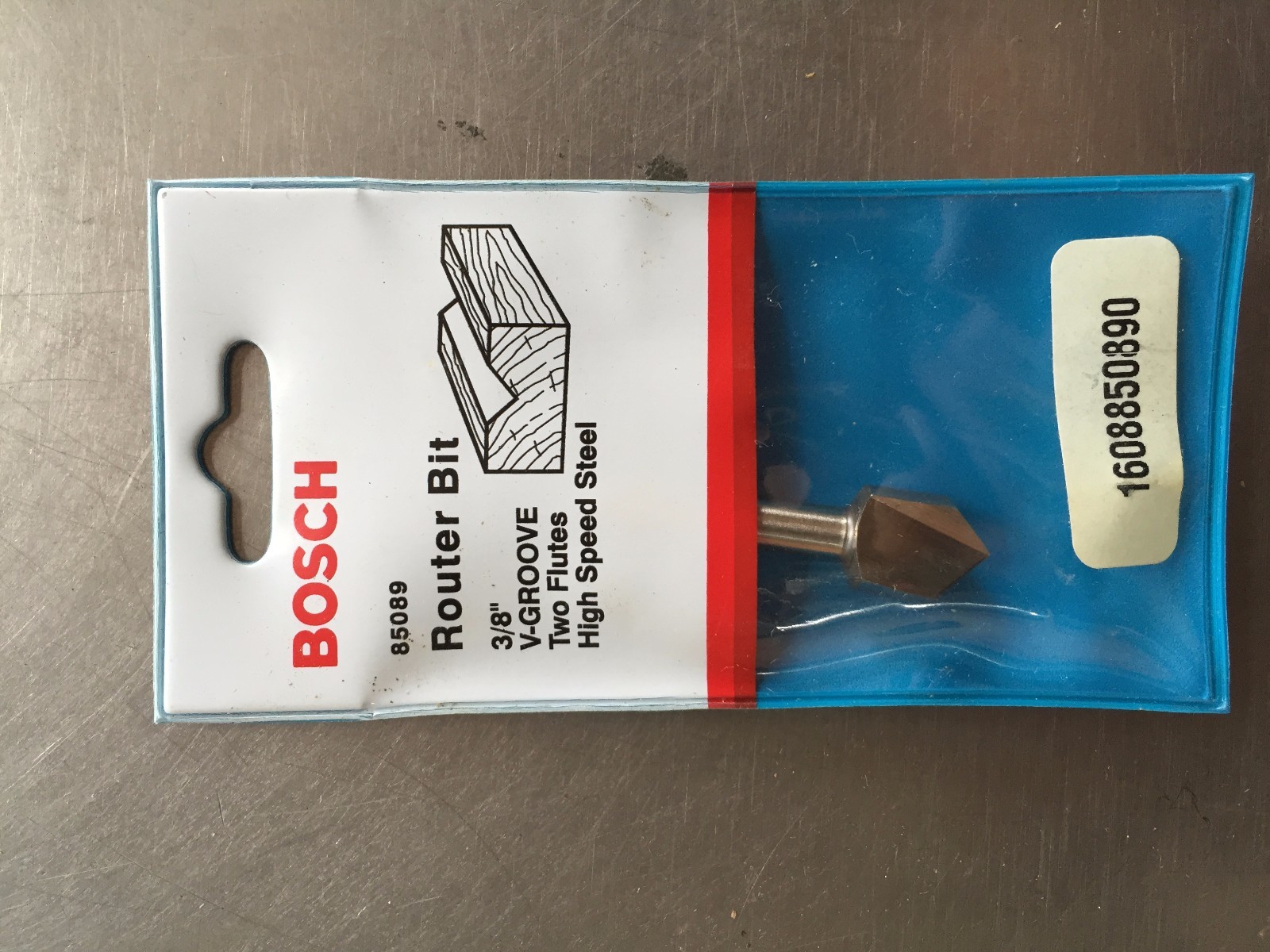 85089 Bosch Router Bit  3/8" .375" V-Groove Two Flutes  1608850890