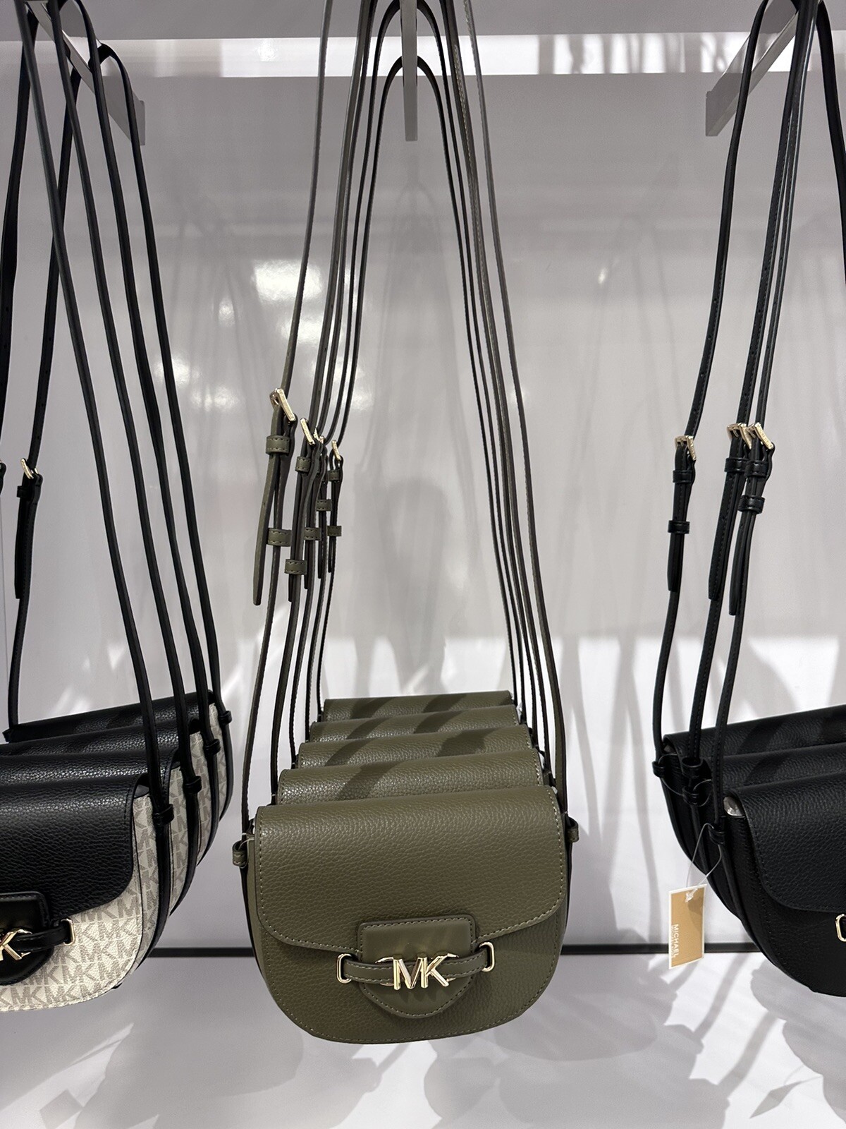 Michael Kors Reed Small Saddle Crossbody (Olive)