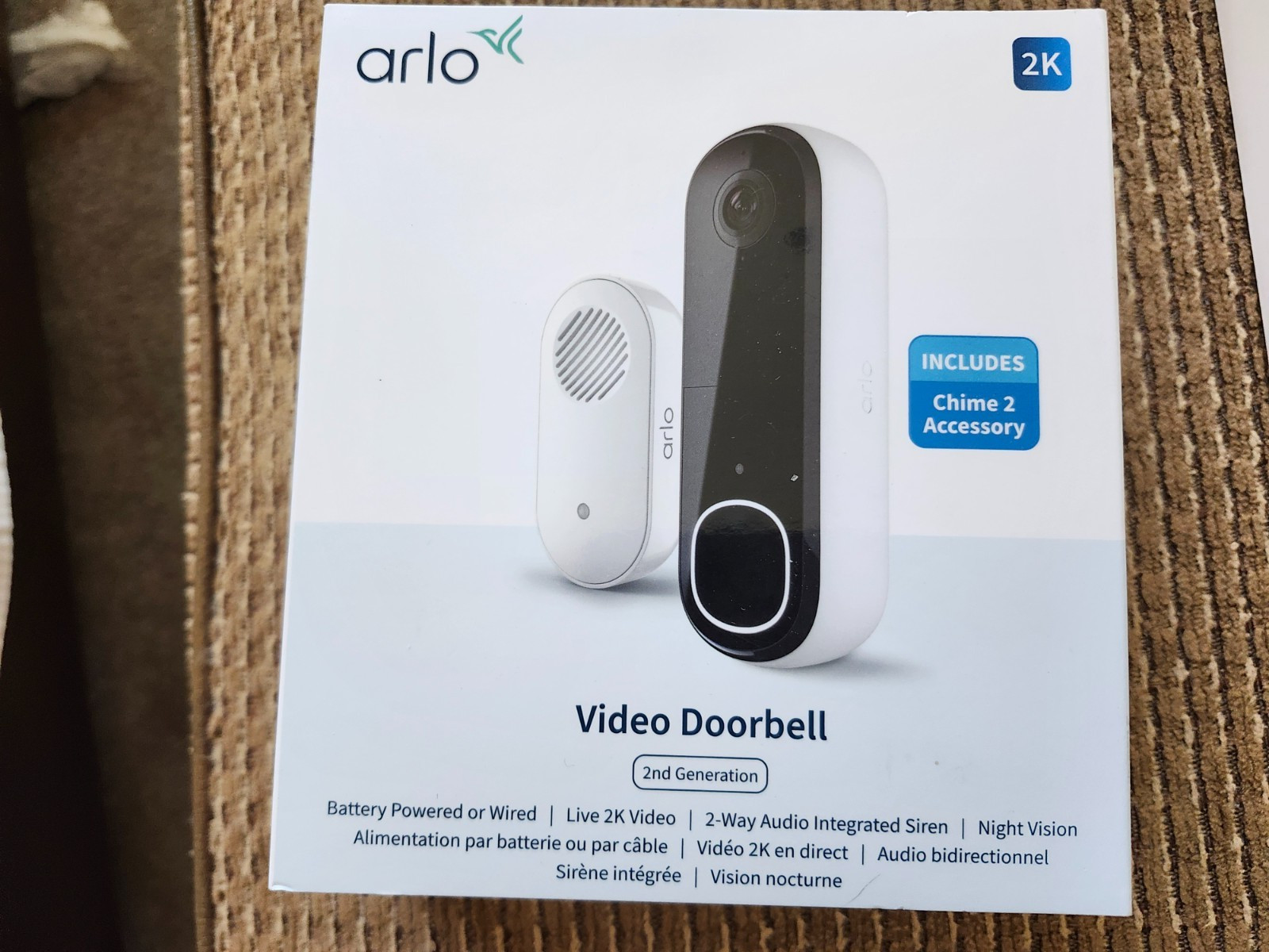 arlo 2k video doorbell with chime and anti-theft mounting Bracket