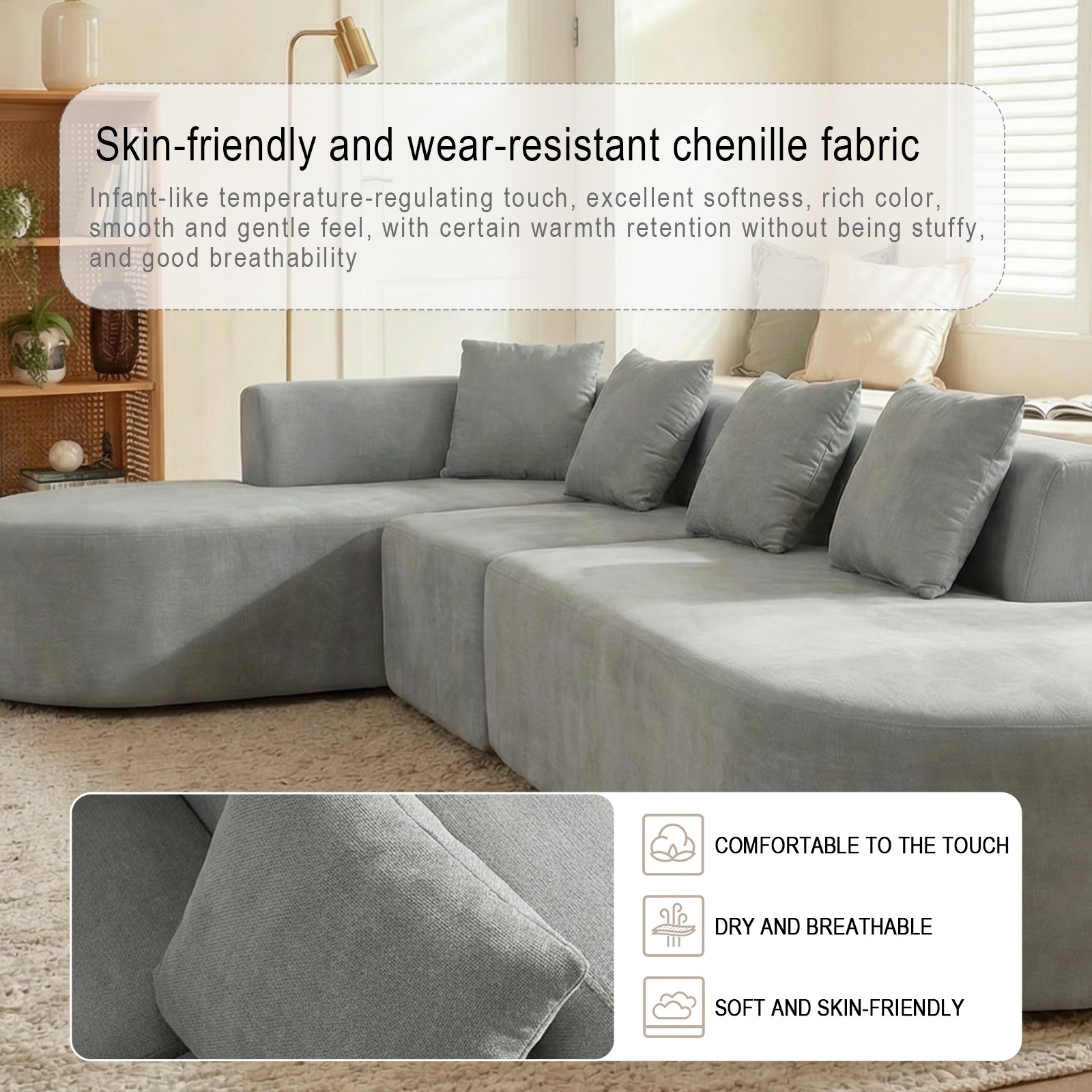 L Shaped Modular sectional couches Sofa,135" Corduroy Boneless Couches with Dee