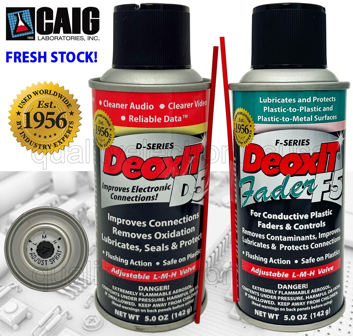 2pk DeoxIT D5S-6 + F5S-H6 Fader LMH Spray Valve,5% Solutio,5oz FRESH STOCK CAIG