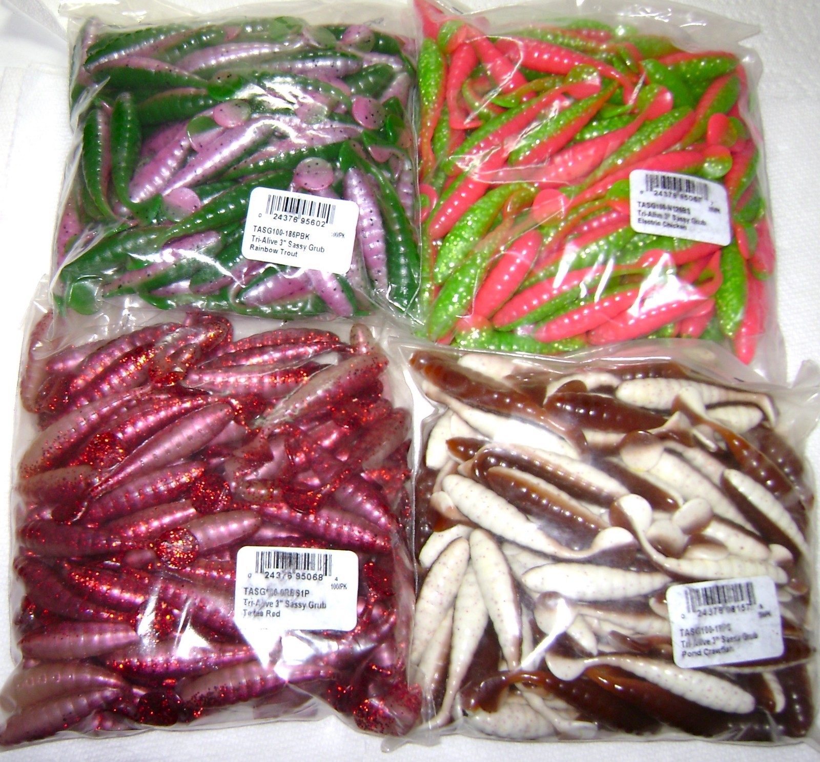 400 MISTER TWISTER 3" TRI-ALIVE SASSY GRUB LURES TEXAS RED POND CRAWFISH TROUT