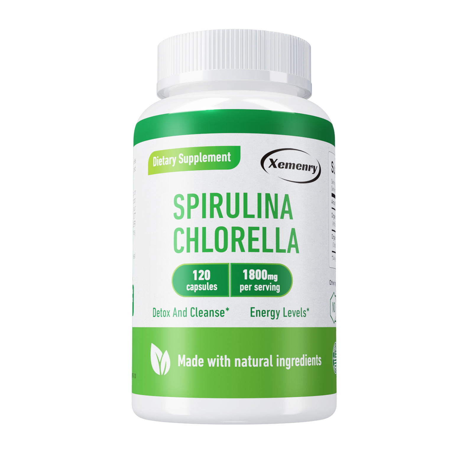 Spirulina Chlorella 1800mg - Superfood, Energy & Immune Booster, Gluten Free