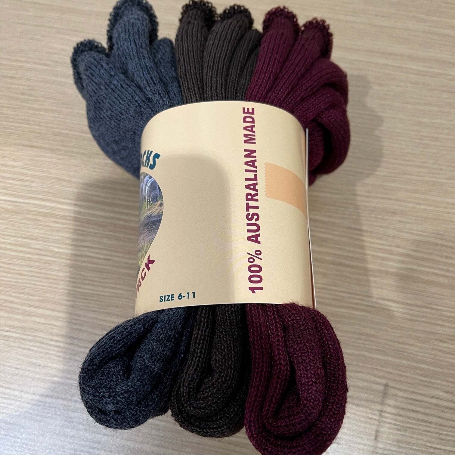 Blowes Clothing - Wool Work Socks - 3 Pack - Assorted Colours - Size 6-11