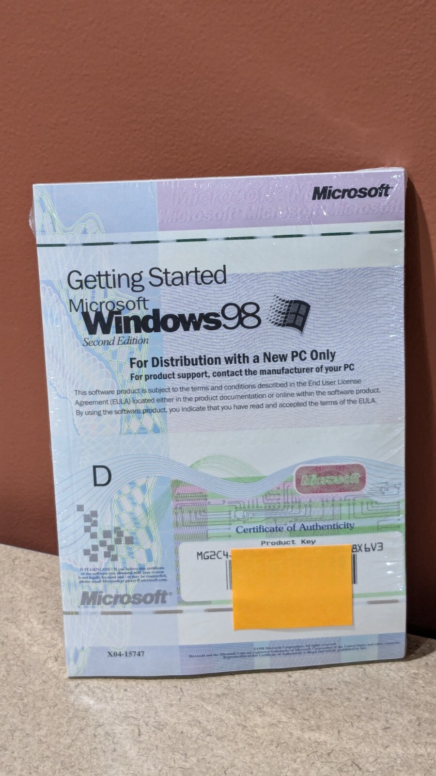 Microsoft Windows 98 Second Edition SE COA, CD-ROM, Boot Floppy, Sealed, Manual