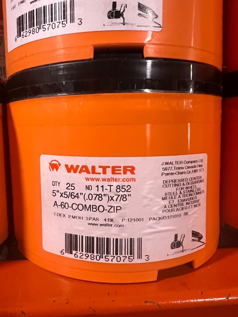 Walter 11T852 5 x 0.07 x 0.87 in. Combo Zip Cut Off Wheel - Arbor Type 27 QTY 25