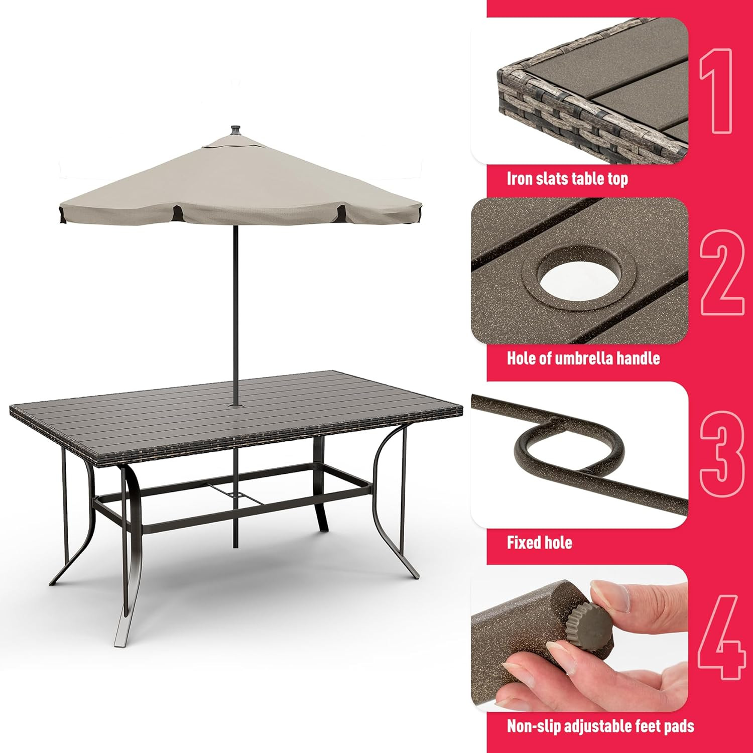 Pamapic 8504 Patio Dining 7 Piece, Outdoor Wicker Furniture Set for Backyard Gar