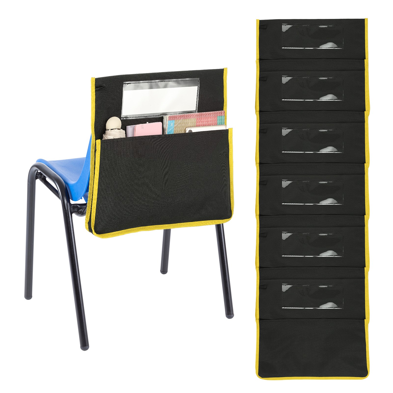 Yellow Chair Pockets Length 16.5" Width 15.4" Seat Sacks, 6 Pcs