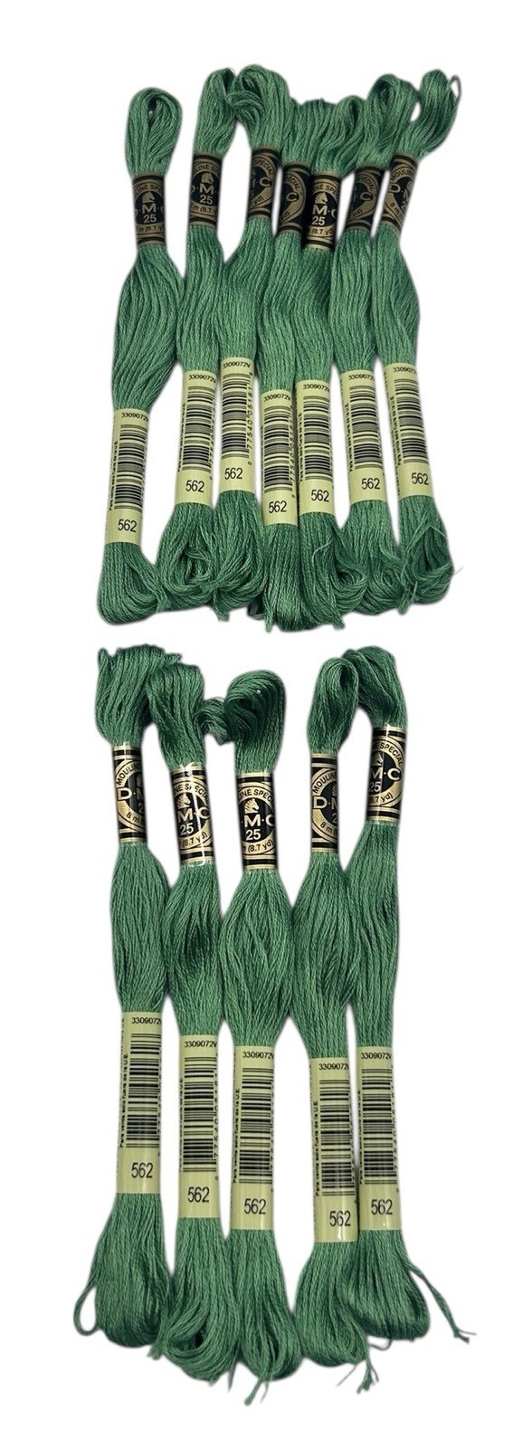 12 Skeins DMC Cotton Embroidery Floss Med Jade Green 562 France 8.7y Each NEW