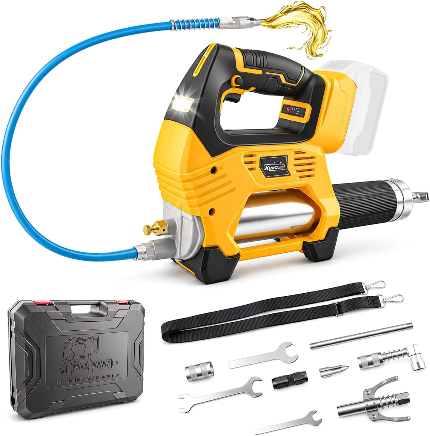 Cordless Grease Gun Compatible with Dewalt 20V Battery, 12000PSI High-Pressure,