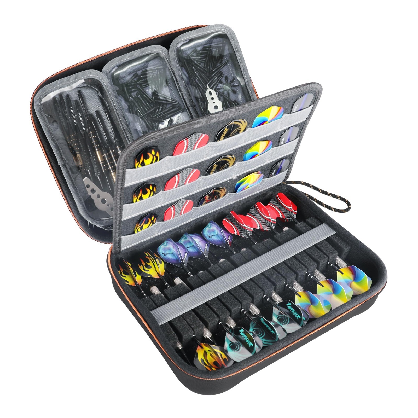 XL Semi Hard Shell Dart Case - Protective Storage for 15-Piece Dart Set, Tips &