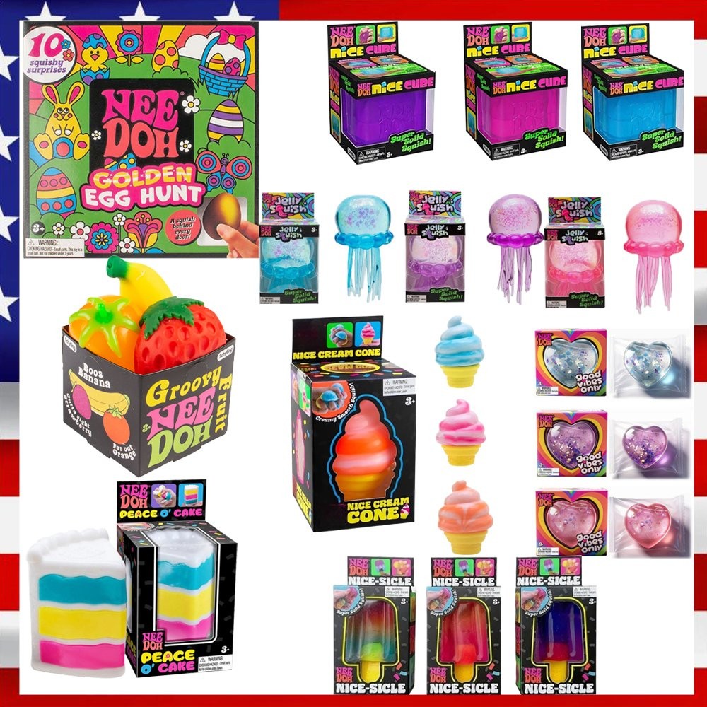 NeeDoh Nice Cube Jellyfish Squishy Squish Stress Toy - NeeDoh Golden Egg Hunt US