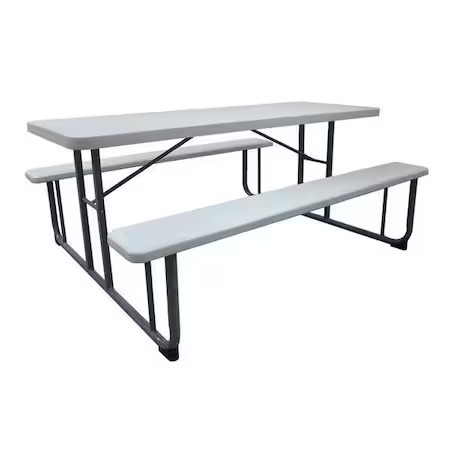 Zoro Select 1Mdu4 Rectangle Picnic Table, White, Plastic, 72-1/8 In L, 29 5/8,