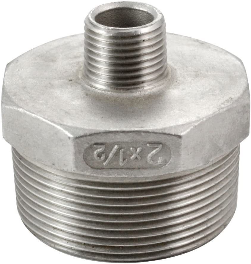 2" to 1/2" inch male NPT Hex Nipple Pipe Fitting Reducer Reducing Adapter SS 304
