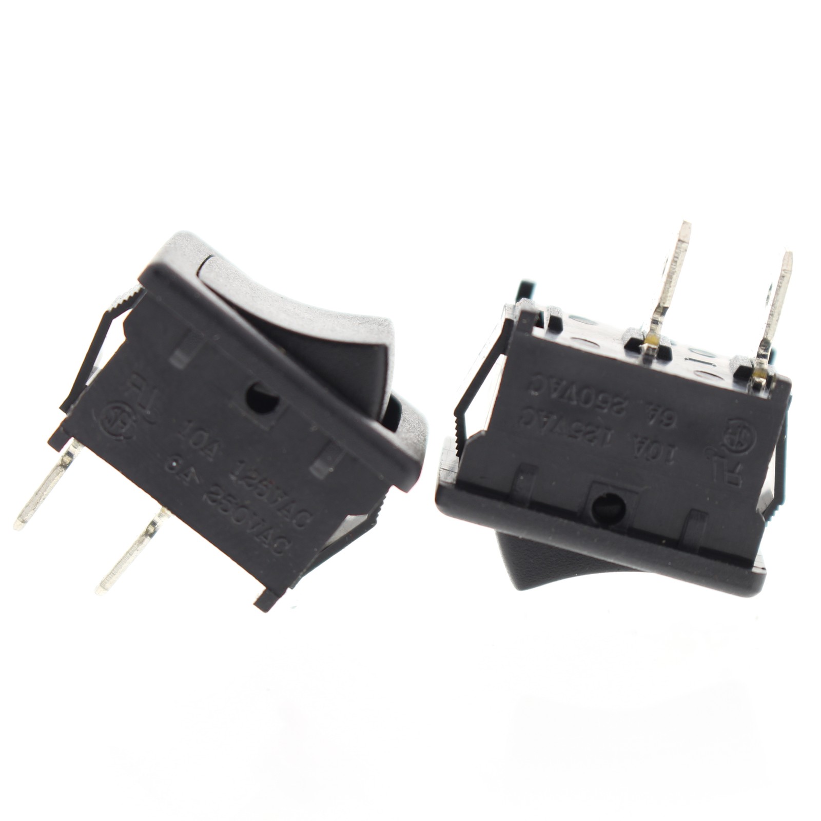 2 Leviton Black Snap-In Mini Rocker Panel Switches ON/OFF 10A Micro SPST MR002