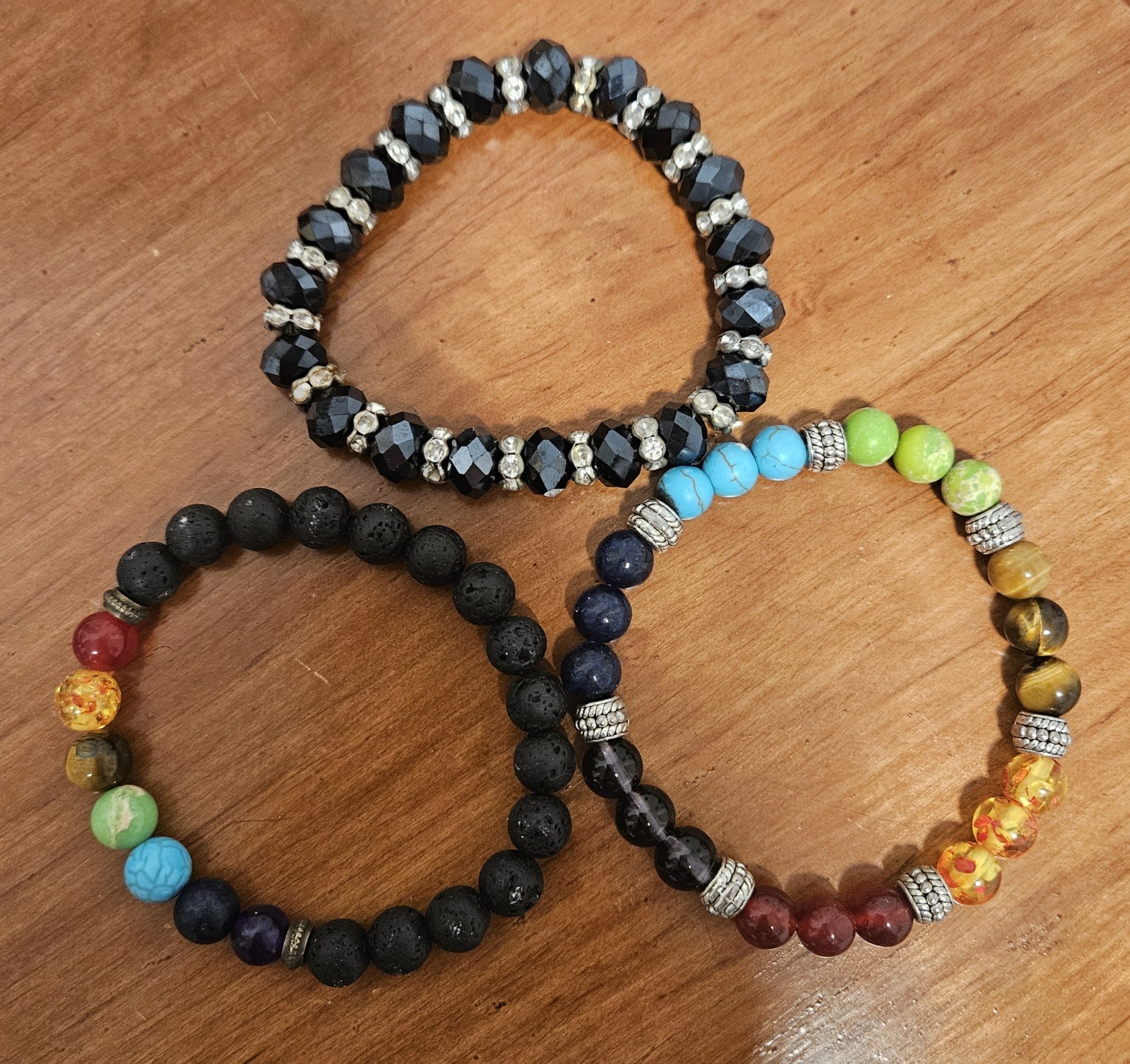 Stackable Multicolor Gemstone Beaded Bracelets Set, Bohemian, Unisex