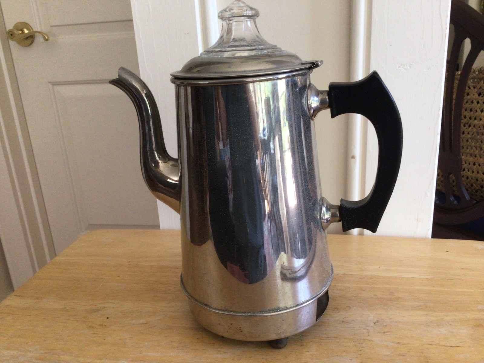 Vtg Waage Stainless Steel Percolator Coffee Pot, missing insides & cord, Parts?