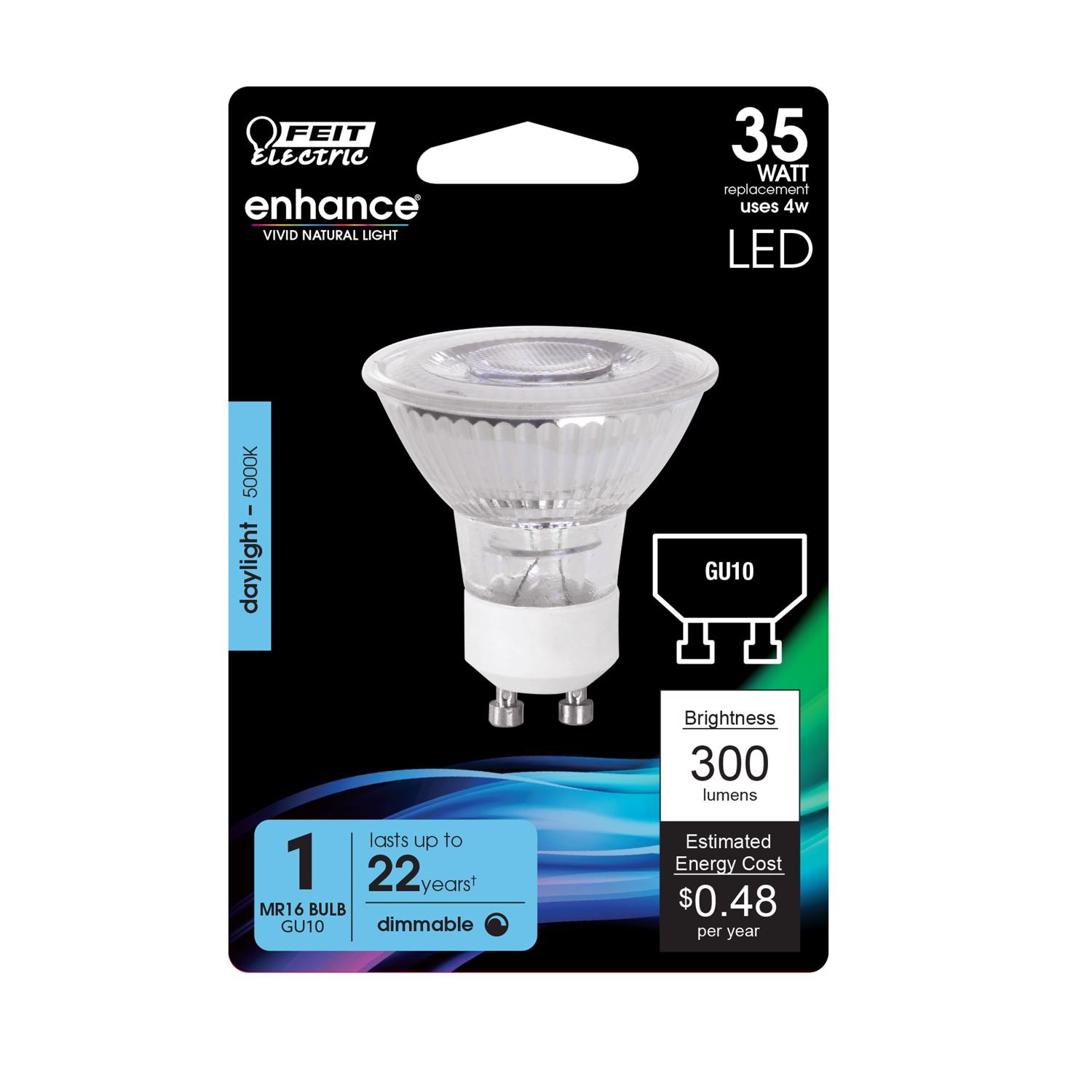 Feit Electric BPMR16GU10950CA Daylight 120V 5000K 300 lm. MR16 GU10 LED Bulb 35W