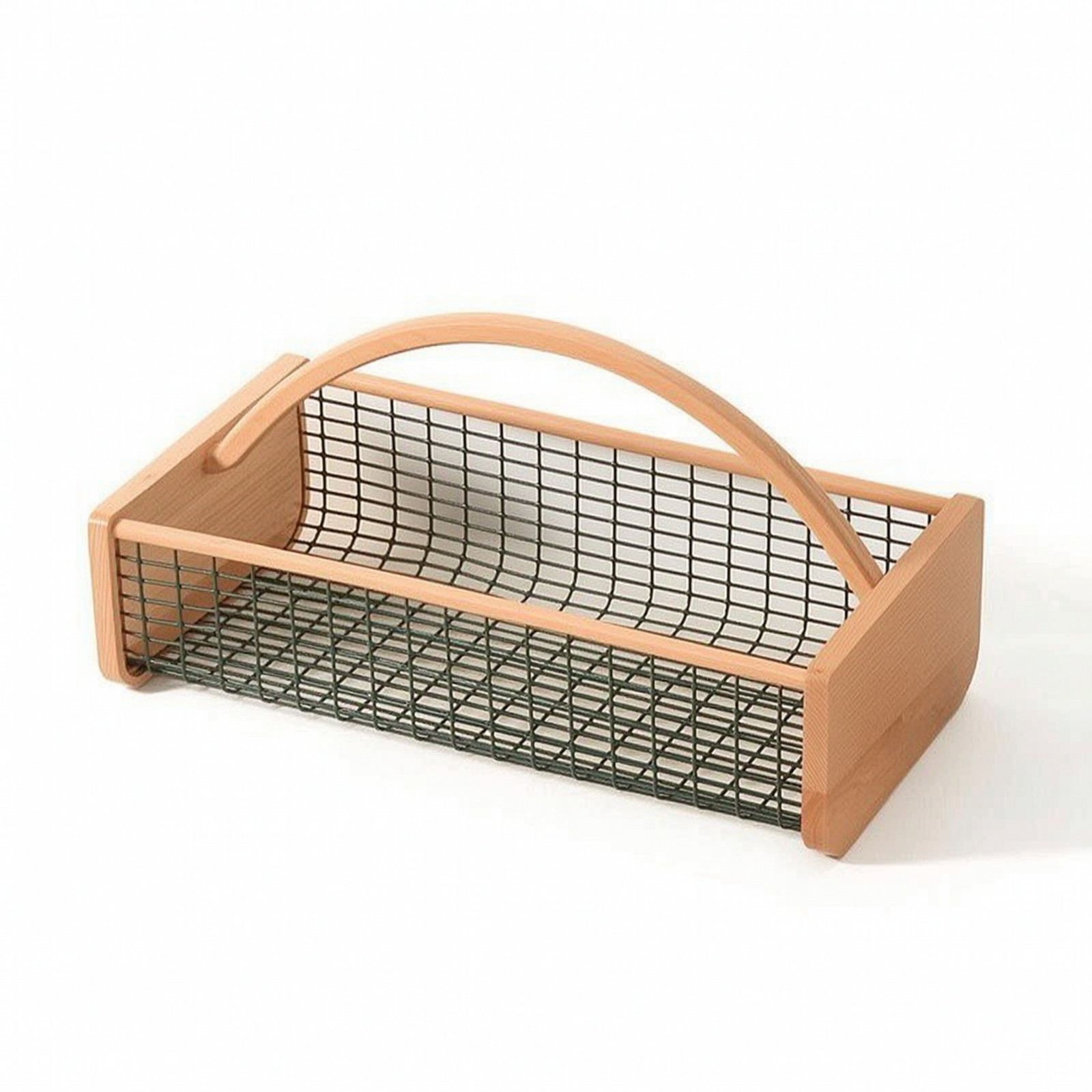 Fruit Basket with Wooden Handle Portable Wire Basket with Wooden Handle