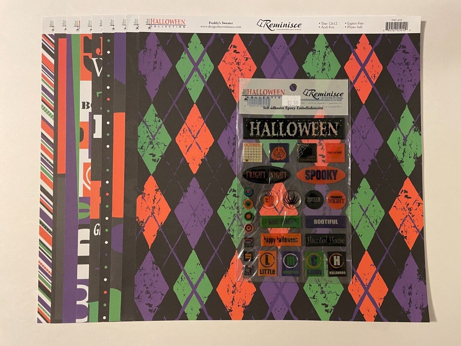REMINISCE "HALLOWEEN" COLLECTION #1 12X12 SS HEAVY PAPERS AND EPOXY STICKERS