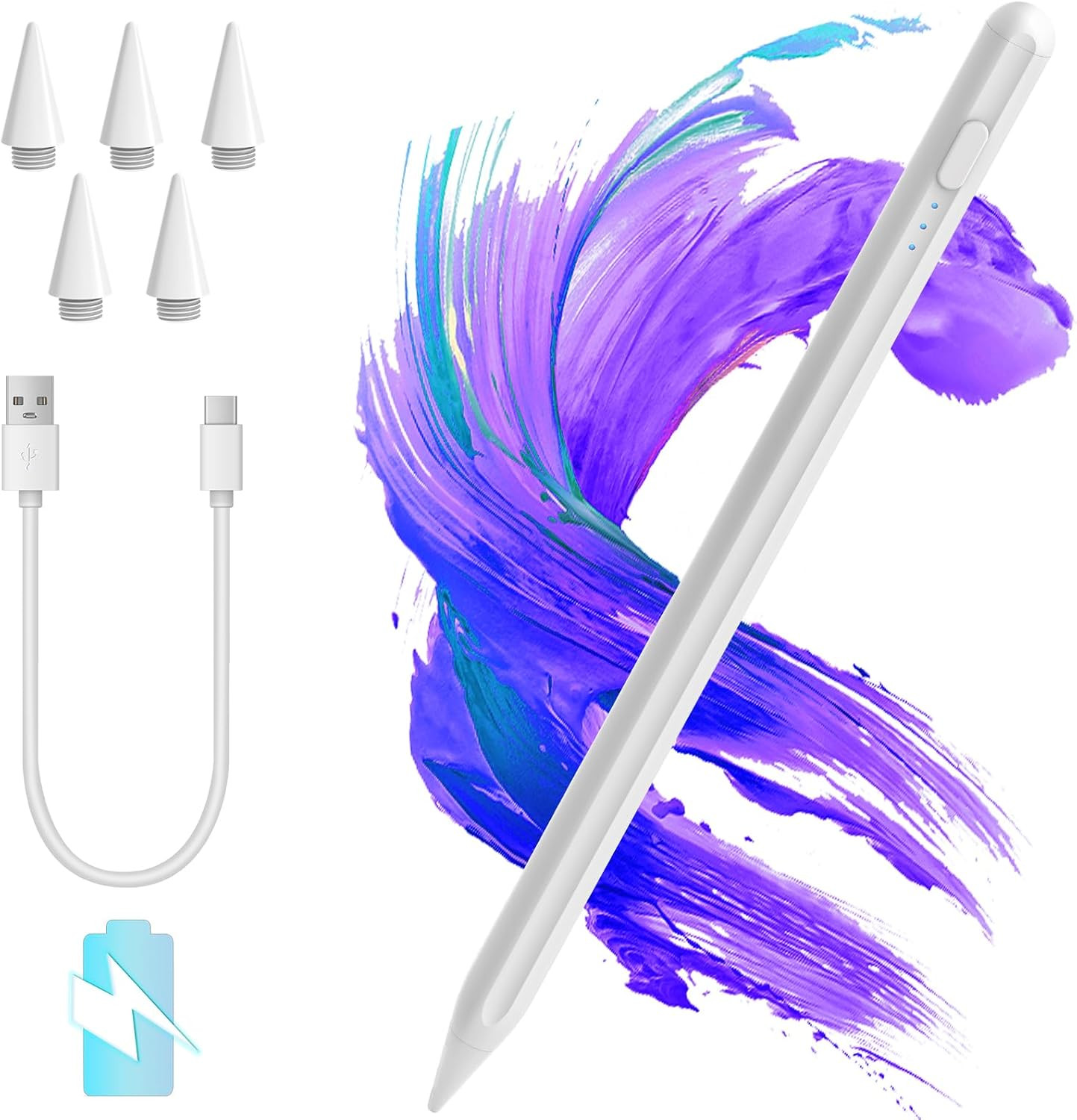 Stylus Pen for Ipad 2018-2025, Faster Charge, Palm Rejection & Tilt Sensitive St