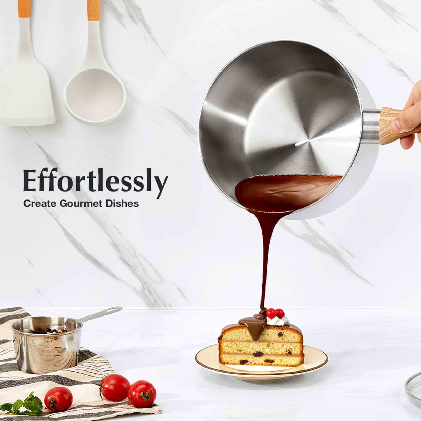 KOCH SYSTEME CS Stainless Steel Saucepan, 2 Quart Saucepan 2 Quart, Silver
