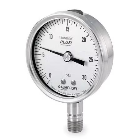 Ashcroft 251009Sw02lxll300 Industrial Pressure Gauge, 0 To 300 Psi, 2 1/2 In