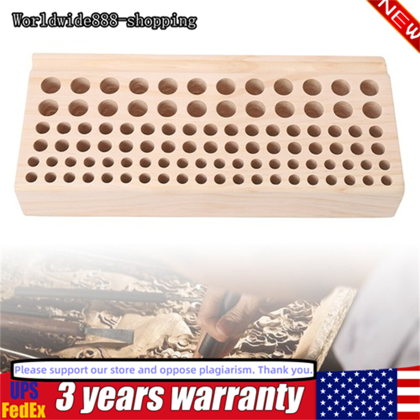 98 Hole Leather DIY Craft Wood Tool Rack Wooden Stand Holder Organizer USA STOCK