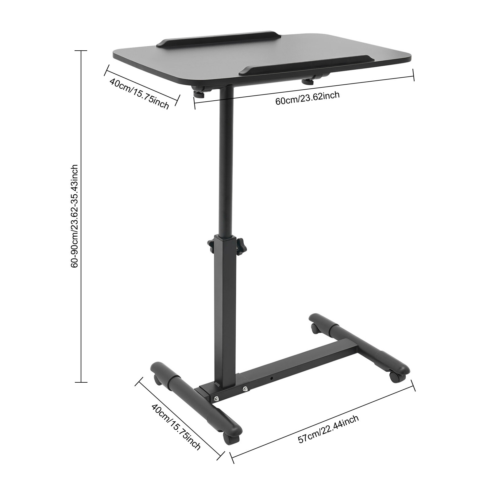 Adjustable Sofa Table Rolling Bedside Table with Wheels for Home and Office Use