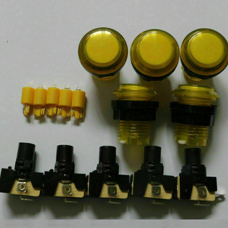 5 X pcs Arcade Game LED Buttons DC 5V 12v Illuminated With Microswitch MIX COLOR
