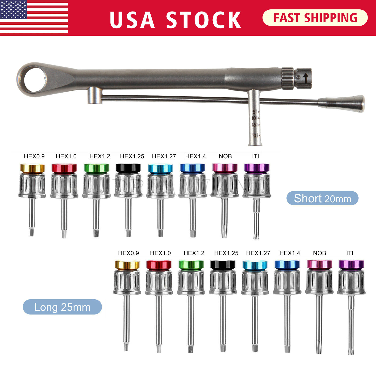Universal Implant Prosthetic Driver Kit Torque Wrench Manual Screwdriver