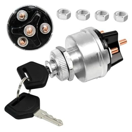 1 Set Wires Ignition Switch， with Key 4 Position Universal Black Plastic