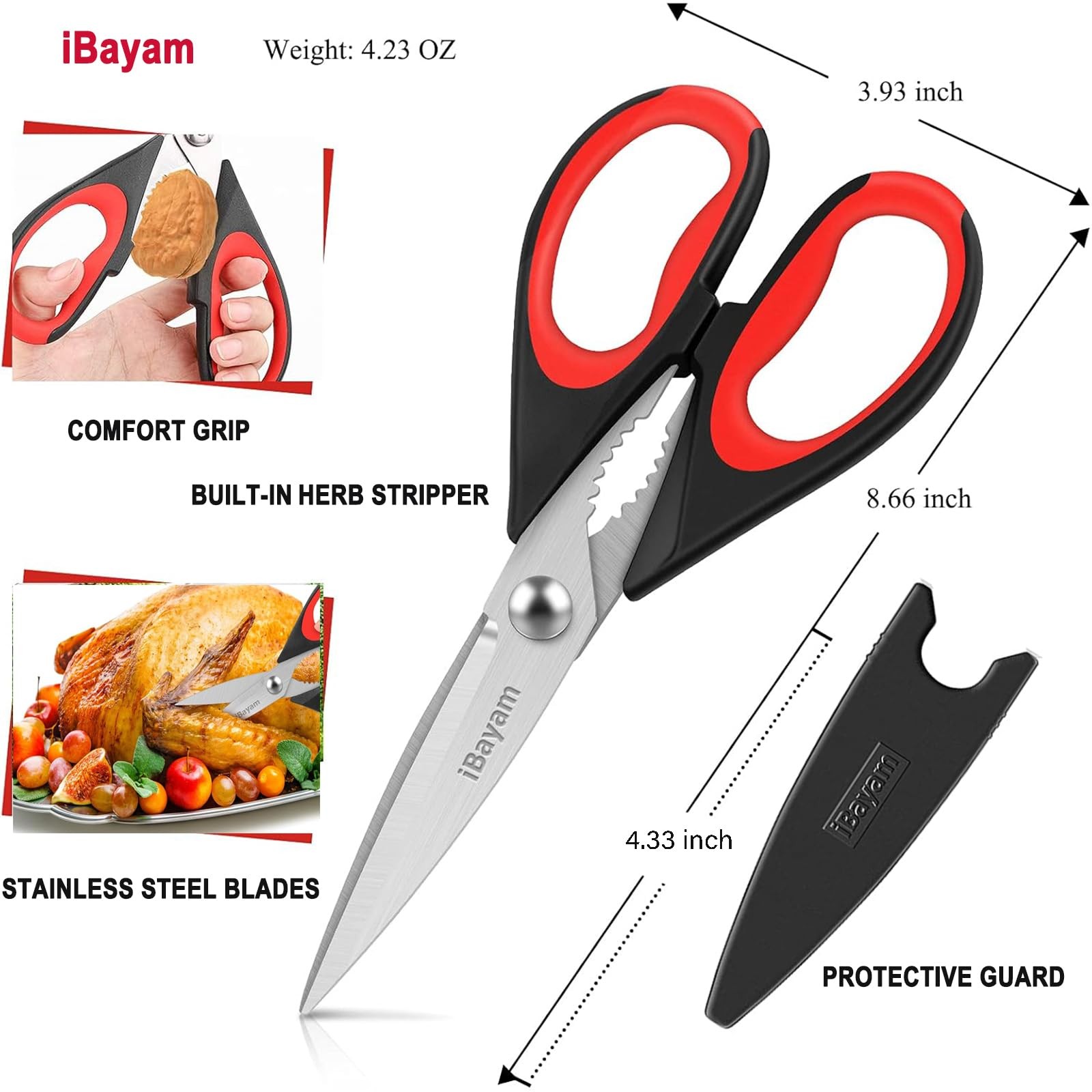 iBayam Kitchen Scissors All Purpose Heavy Duty, Kitchen Utensils Set, Stainless