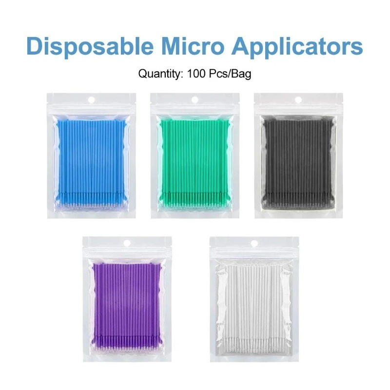 100x Dental Disposable Micro Brush Tips Bendable Long Type & Tapered Applicators